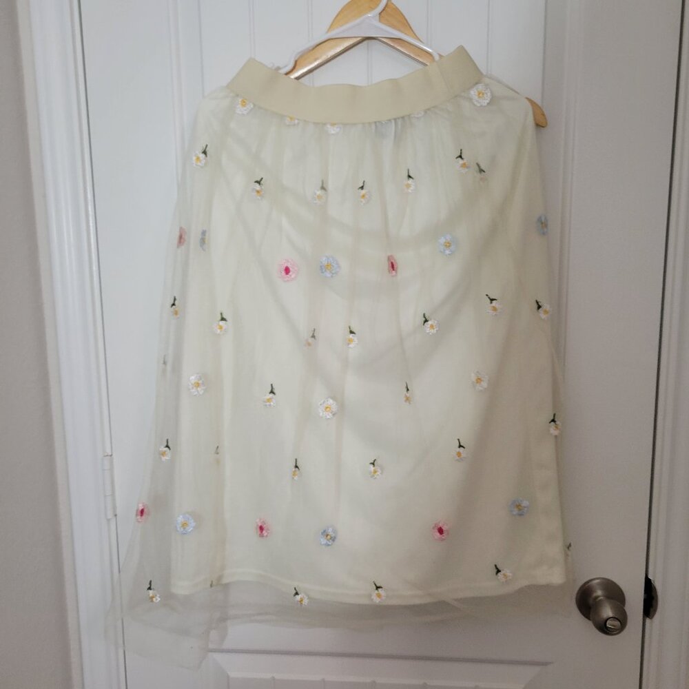 White Floral Skirt